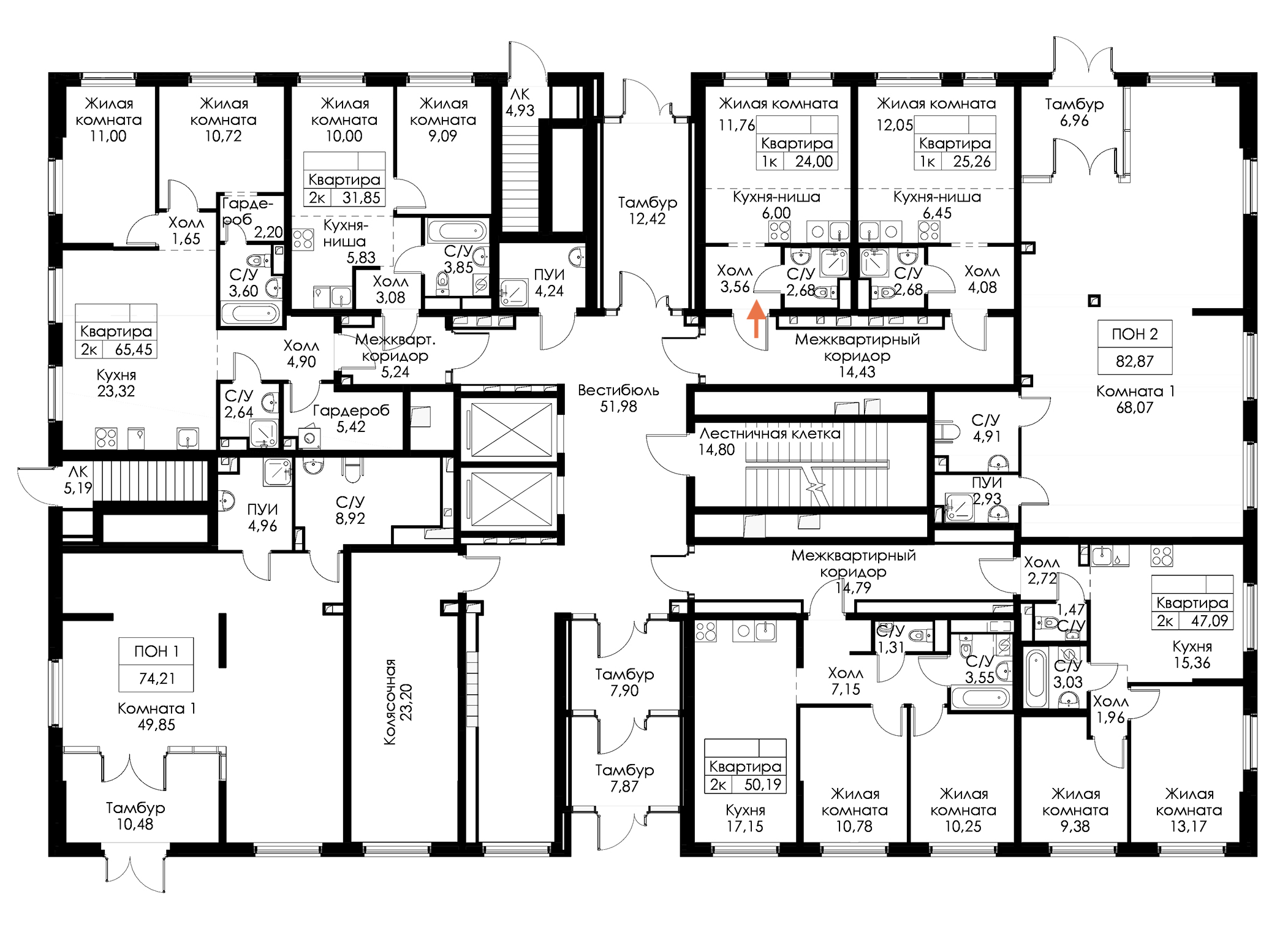 Квартира студия 24 м², 1/15 эт., ЖК «Янинский лес»